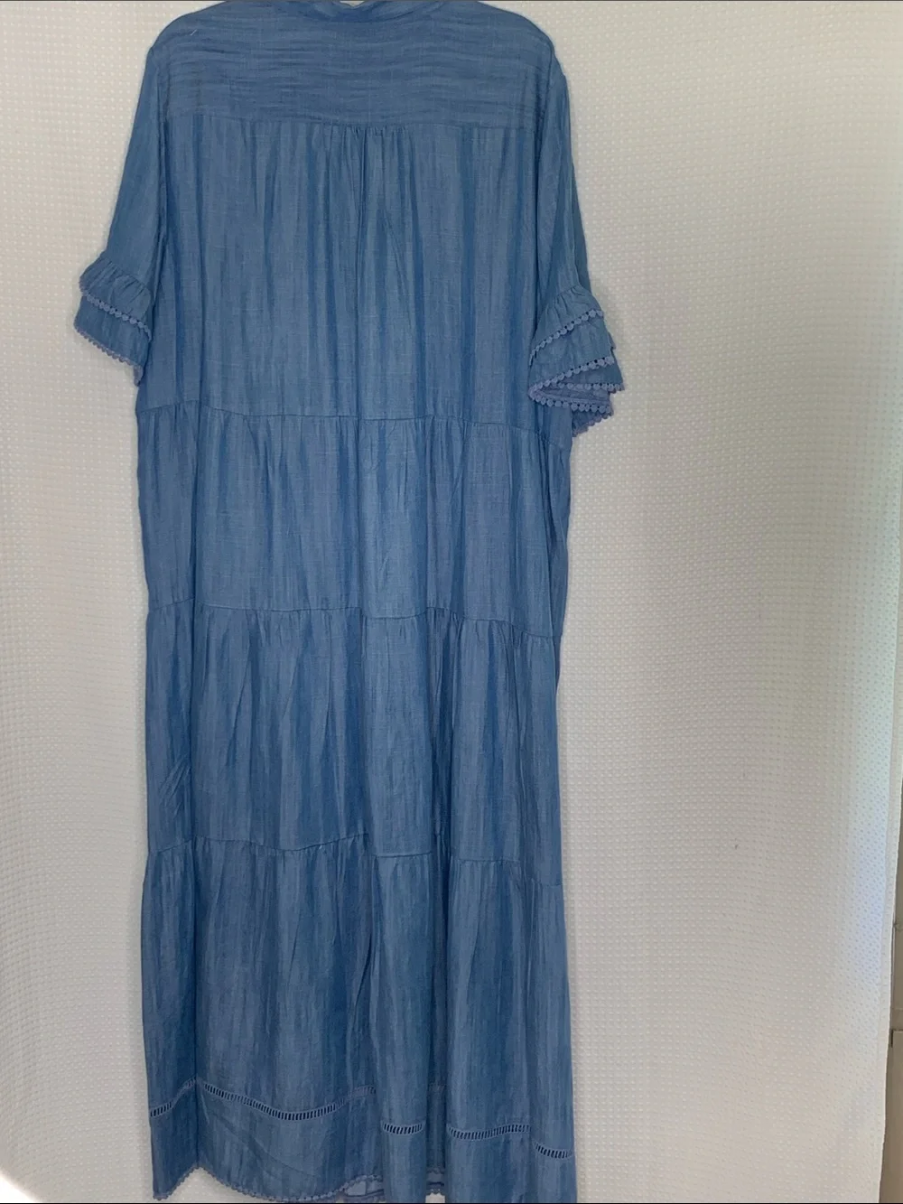 Chico's Blue Chambray Tencel Tiered V-Neck Maxi Dress Plus size 20 - Picture 11 of 15
